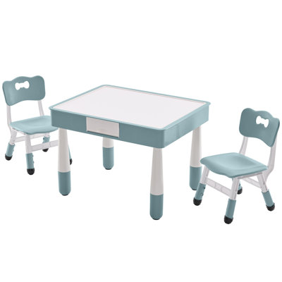 Allonah kids 3 Piece Activity Table and Chair Set with Building Block Tabletop & Graffiti Tabletop by Zoomie Kids