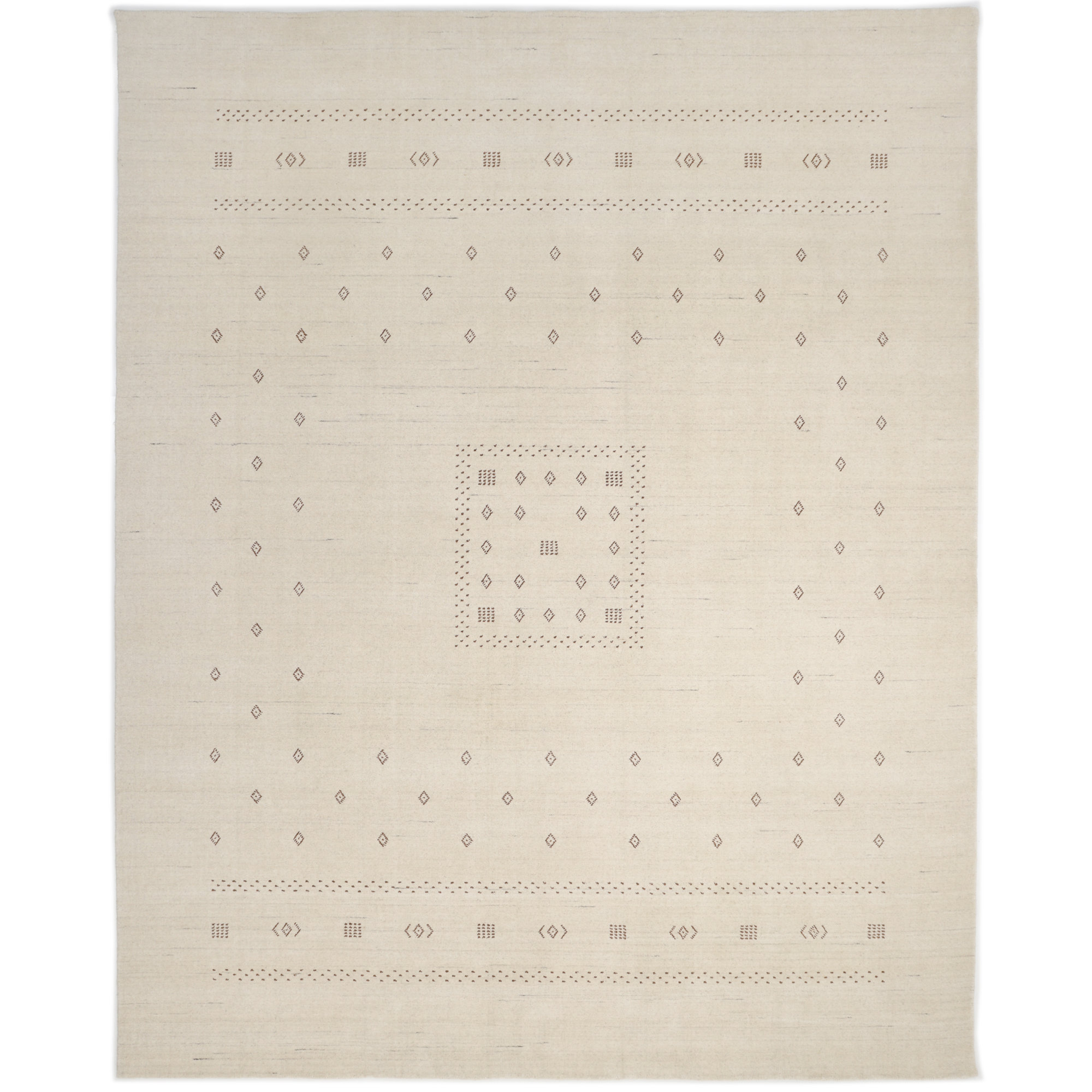Simi Hand Knotted Cotton/Wool Southwestern Area Rug, Rectangle 2'6" x 8', Snow