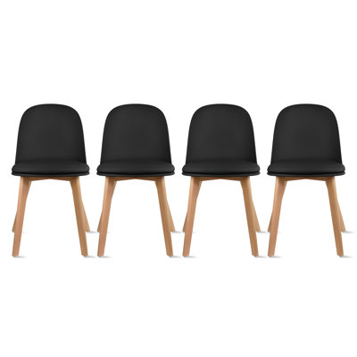 Jackqueline Modern Dining Side Chairs with Armless Faux Leather Cushion Seat and Wooden Legs by Corrigan Studio