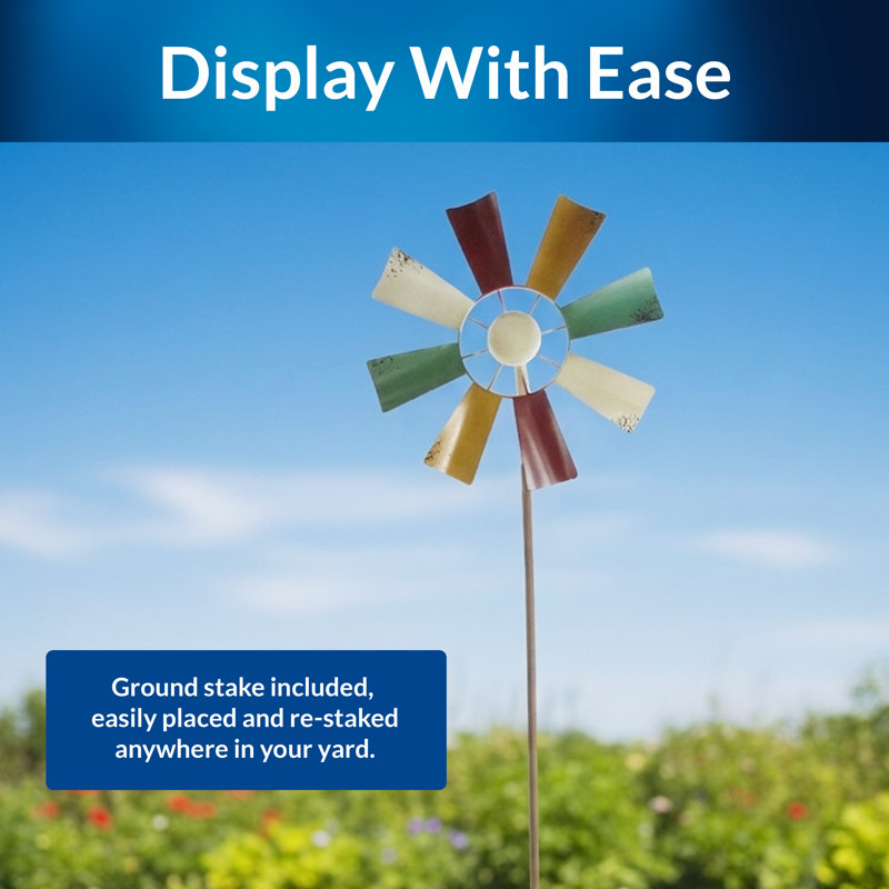 Earlene Weather Resistant Metal Abstract Rotator, Multi-colored