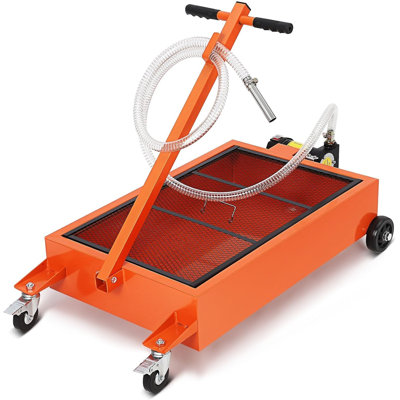 Chariot de vidange d'huile 17 gallons avec pompe électrique, boyau de 8 pi, poignée en T pliante et roulettes, bac de vidange robuste pour voitures, VUS et semi-remorques, 110 V, orange
