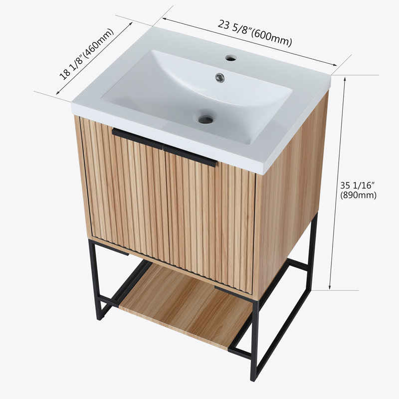 24 Inch Freestanding Bathroom Vanity With Resin Basin BVA01124MP-1,(W99981917)