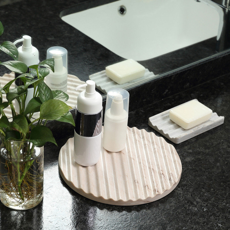 Plateau rond en marbre naturel Guein, Palissandro Classico