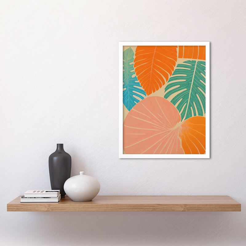 Tropical Monstera Leaf Jungle Pastel Botanical - Print, 43cm H x 33cm W, White Framed Paper