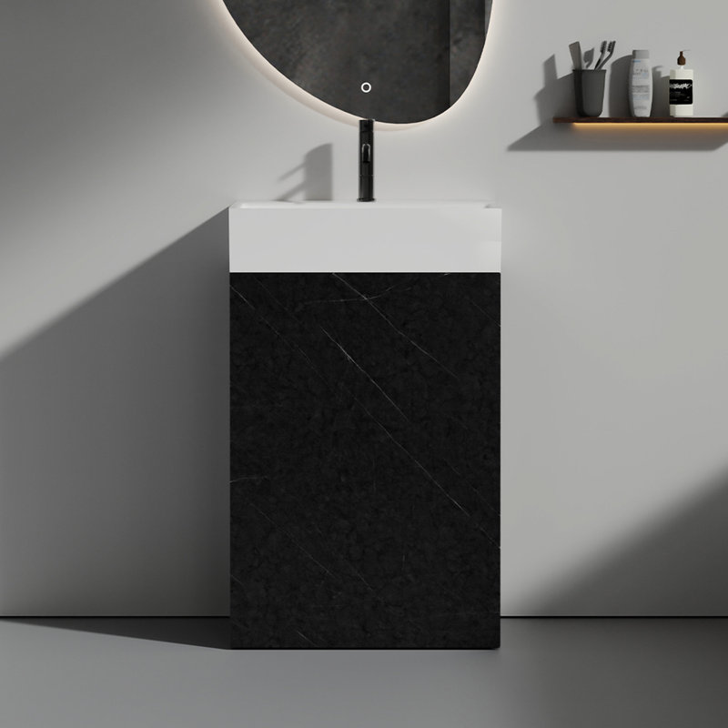 Meuble-lavabo de 20 po avec aspect marbre noir - option de meuble autoportant en céramique