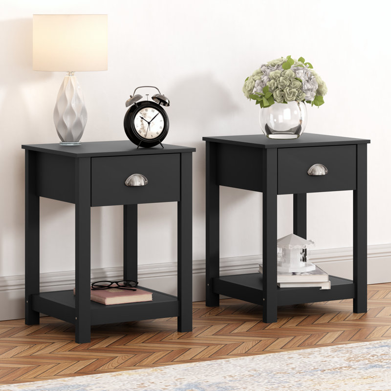 1 Drawer Nightstand, Black