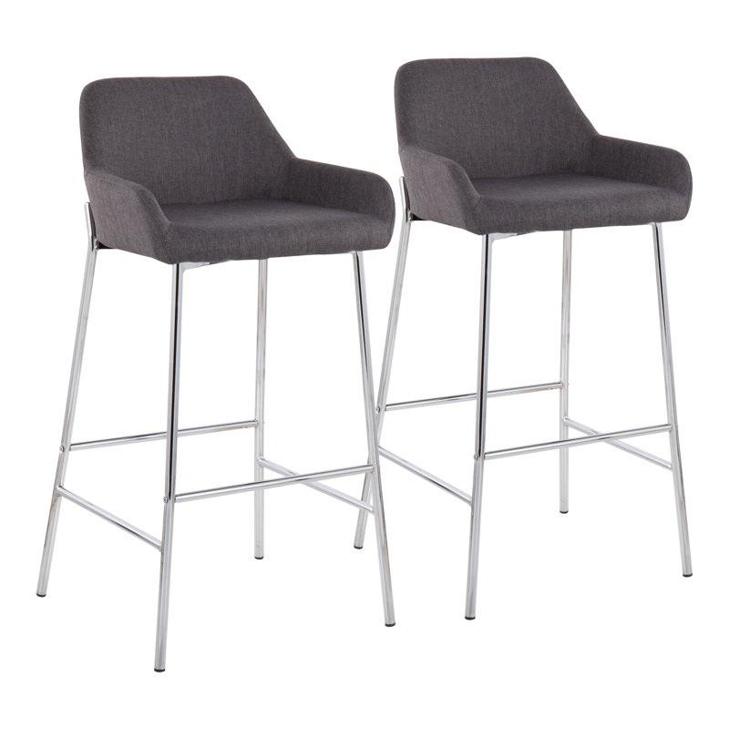 Tabouret de comptoir 24,5 po, Chrome, Gris anthracite, Tabouret de bar (siège d’une hauteur de 30 po)
