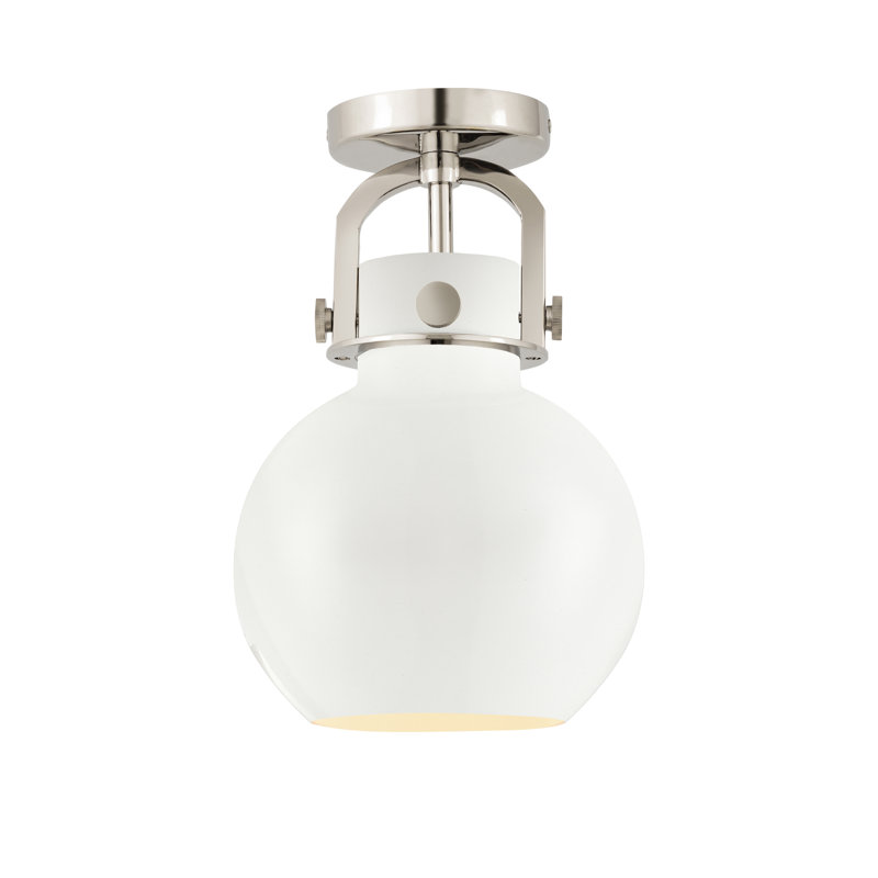 Slocomb Semi Flush Mount, Polished Nickel, White