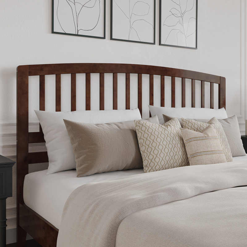 Bharmal Solid Wood Arched Slat Headboard, King, Walnut