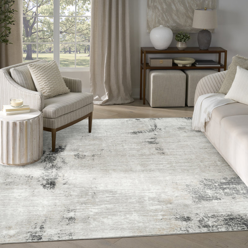 Tapis d'intérieur gris anthracite moderne 7 pi 10 po x 9 pi 10 po Lafever, Rectangle 7 pi 10 po x 9 pi 10 po