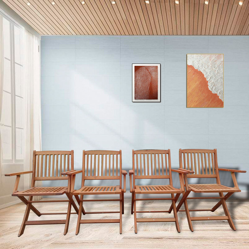 Ensemble de salle à manger pliable pour patio, 4 chaises pliantes, intérieur et extérieur universel, teck