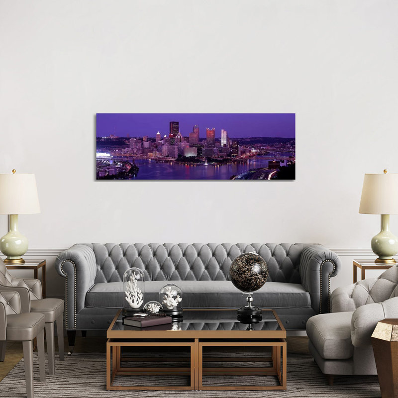 Dusk Pittsburgh PA USA 1 Piece Wrapped Canvas Panoramic Wall Art, 152.4 cm H x 50.8 cm W x 1.91 cm D