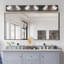 Meuble-lavabo élégant à 6 lumières DEL, fer et acrylique, à intensité variable, 36 W, 100 - 120 V, 41,57 po de hauteur, luminaire noir à intensité variable, moderne, à économie d'énergie, largeur,