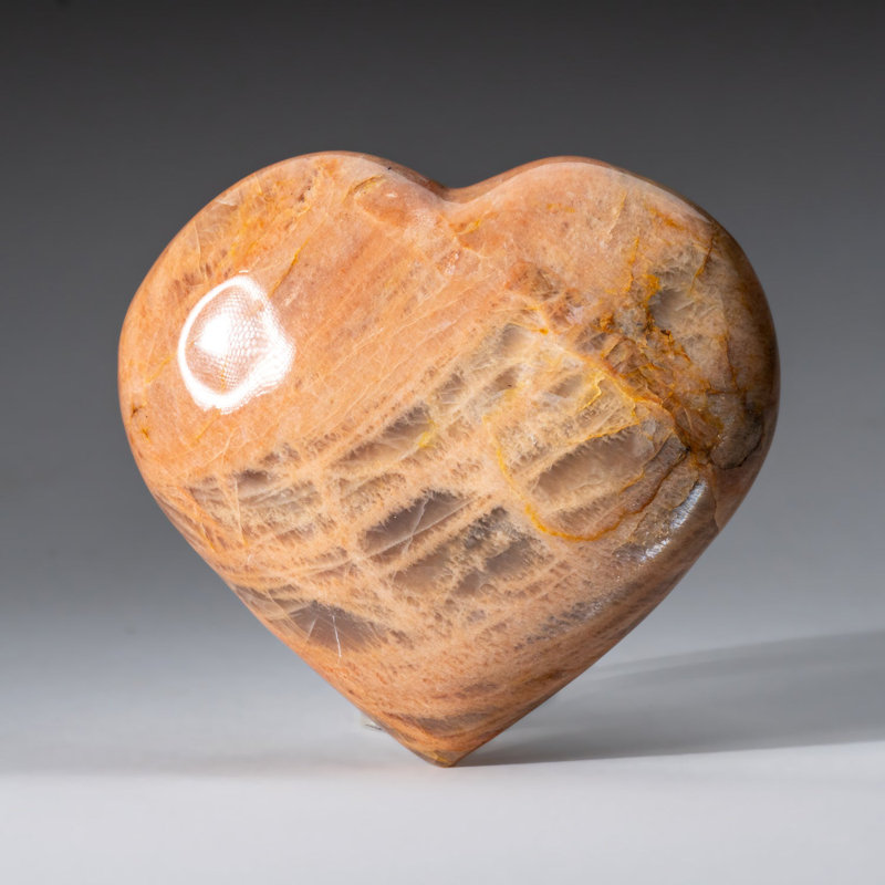 Peach Moonstone Heart Sculpture