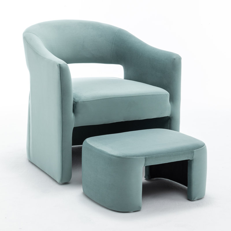 Fauteuil demi-tonneau avec repose-pieds Kyah, Bleu