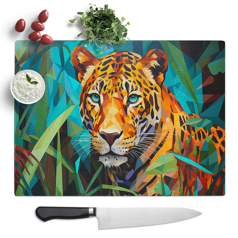 Leopard Geometric No.2  Glass Chopping Board