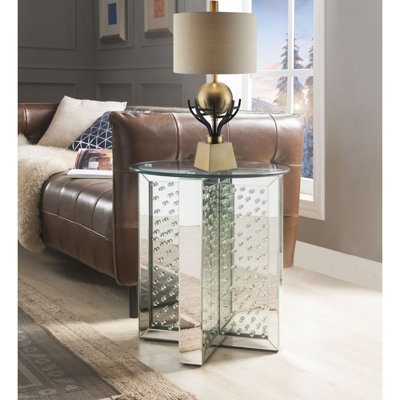 Table de bout Nysa avec miroir et faux cristaux