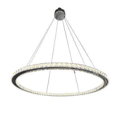 1 Thin Ring Crystal Dimmable CCT LED Chrome Chandelier