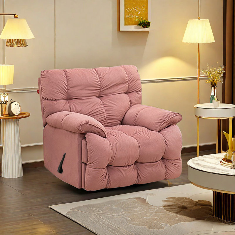 360° Swivel Recliner With Adjustable Backrest Upholstered Swivel Recliner, Ivory 