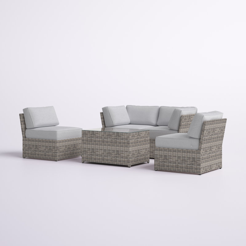 Mae Wicker Fully Assembled 4 - Person Seating Group with Cushions