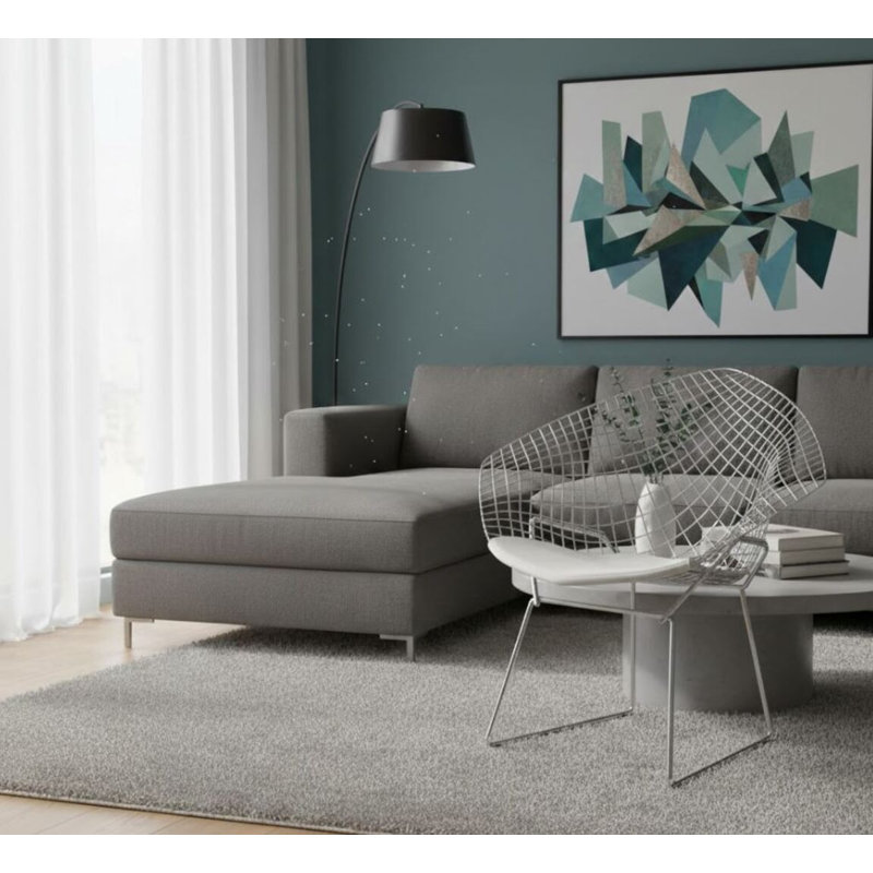 Chaise d'appoint rembourrée en maille Drews, Blanc, Chrome chrome