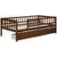 Lit de jour simple avec deux tiroirs en noyer élégant et fonctionnel - Améliore l'organisation de la chambre à coucher en bois massif multi-usage pour une utilisation polyvalente-1649906202-1649906203