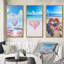 «Glorious Pink Heart On Tropical Beach I», 3 pièces sur toile-1500539081-1500539086