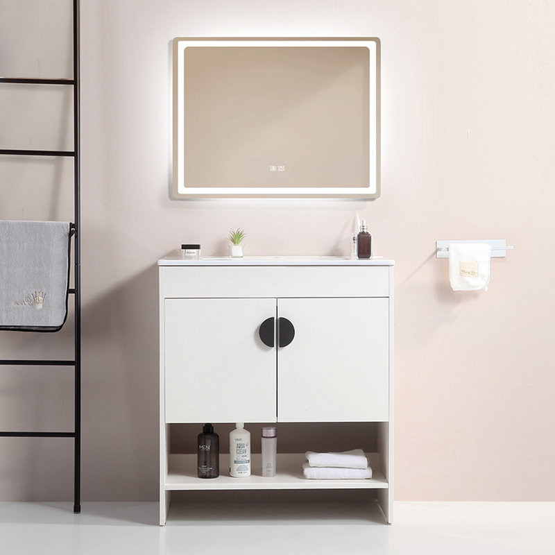 Bathroom Vanity With Ceramic Basin, White
