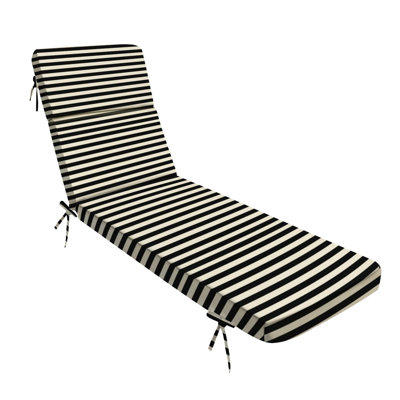  Extérieur Intérieur Coussin de patio de 3 po à rayures horizontales sans couture à motif horizontal noir et blanc avec coussin de chaise longue résistant à l'eau