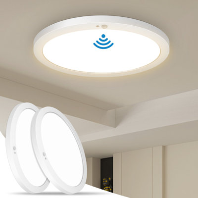 2 Pack Motion Sensor Ceiling Light Indoor Wired PIR, 5CCT, 9 Inch Flush Mount Motion Sensor Light, 18W, Timer, Motion Activated Flush Mount Ceiling Light for  Hallway, Pantry