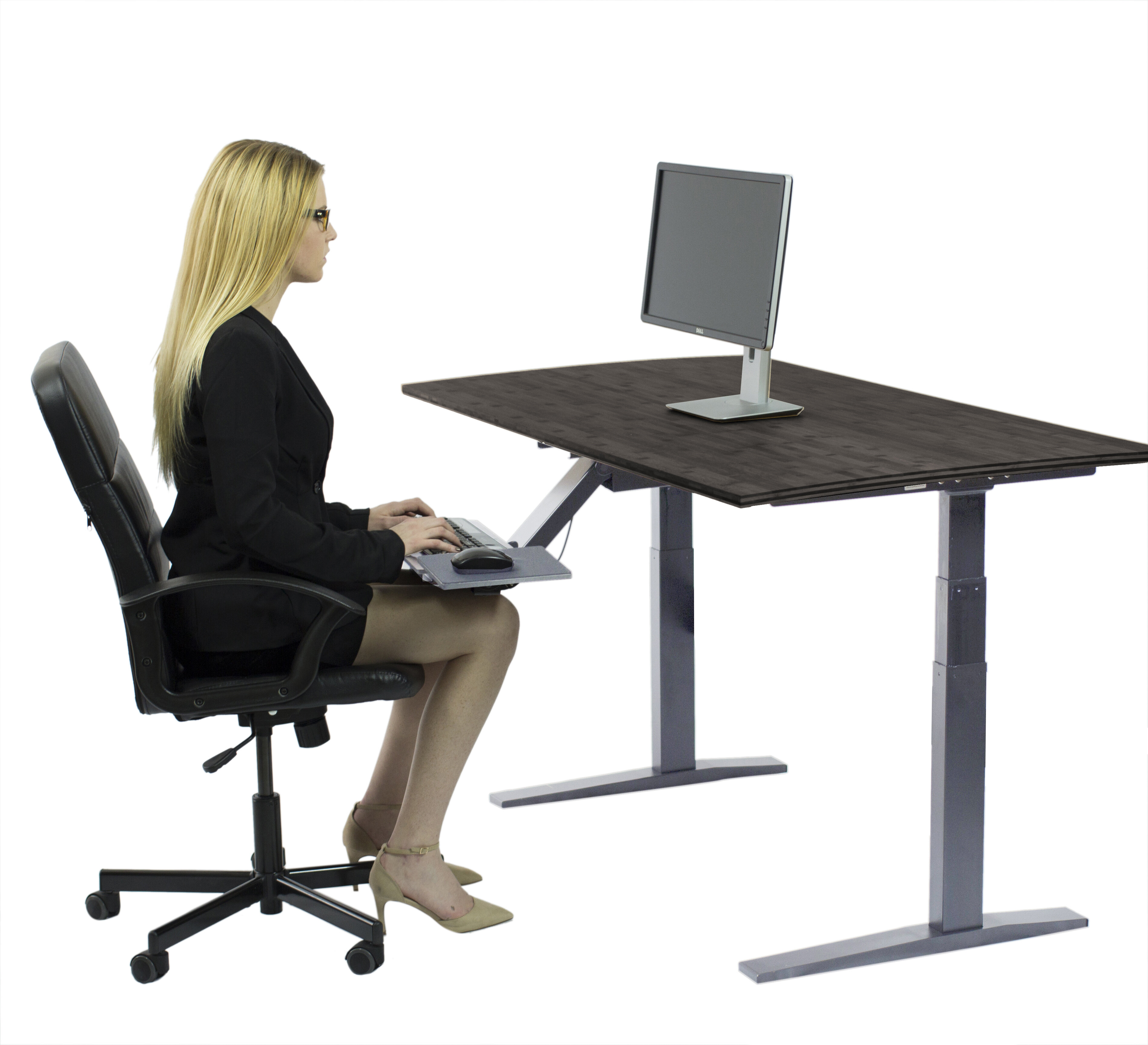 Rise Up Glass Standing Desk tempered glass computer desk sit stand up –  UncagedErgonomics