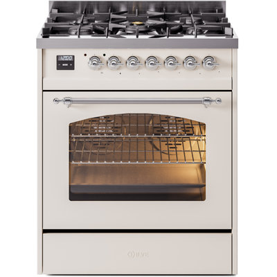 ILVE Nostalgie II Series 30 inch Dual Fuel Range with 5 Sealed Burners (Glass Door)