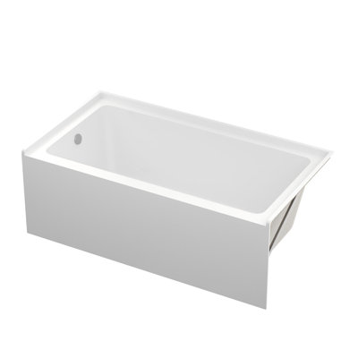 Baignoire en alcôve / carrelage en acrylique avec trop-plein à fente et tablier intégré avec drain à gauche en blanc