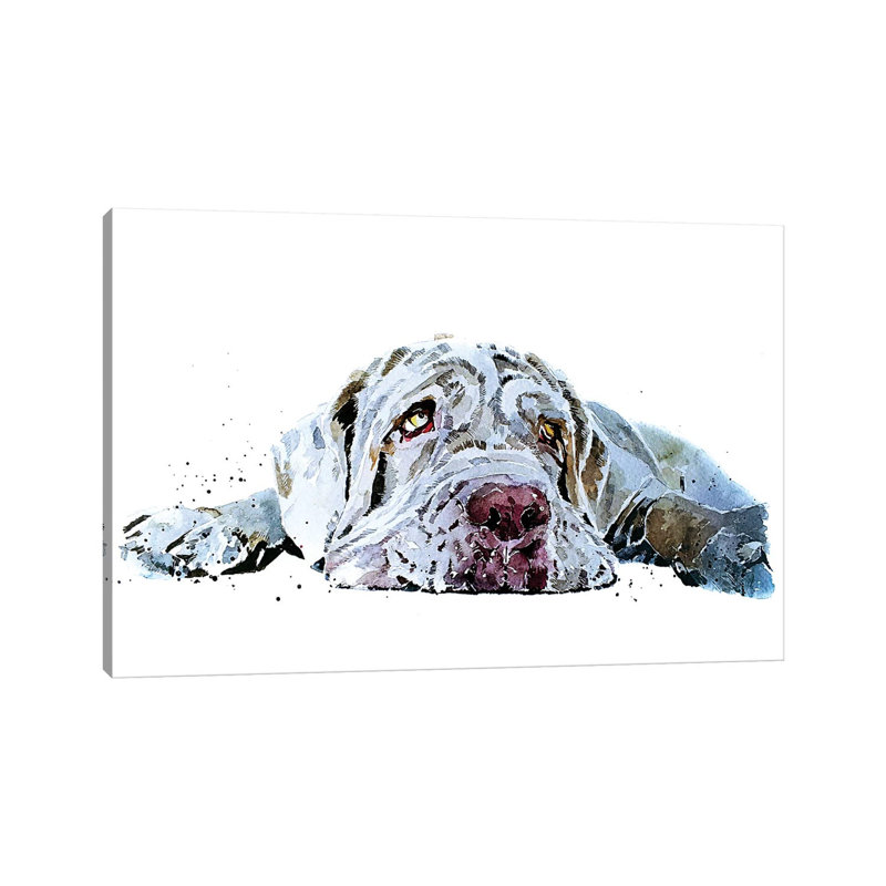 « L’amour du chiot Mastiff » par Edwatercolours-impression, Toile tendue, Pas de tapis, H 12 po x l 18 po x 1,5 po