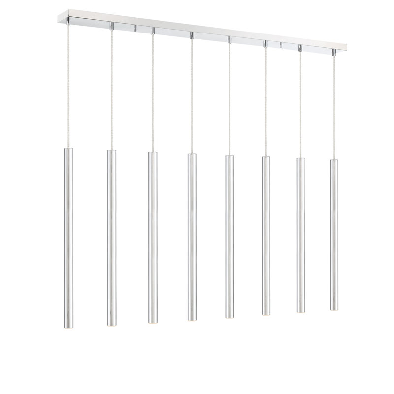Luminaire suspendu linéaire à 8 lumières pour îlot de cuisine Bowning, Chrome