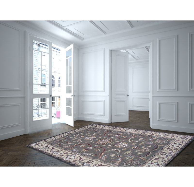 Tapis décoratif gris en laine Touffeté à la main de style oriental modbury, Rectangle 8 pi x 11 pi