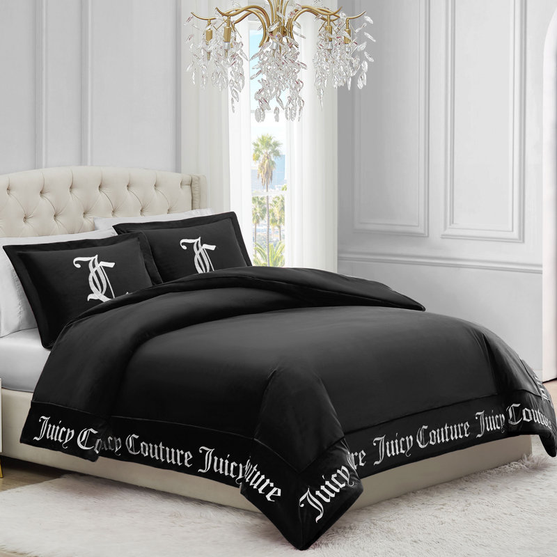 Gothic Reversible Comforter Set, Queen Comforter + 2 Standard Shams, Black