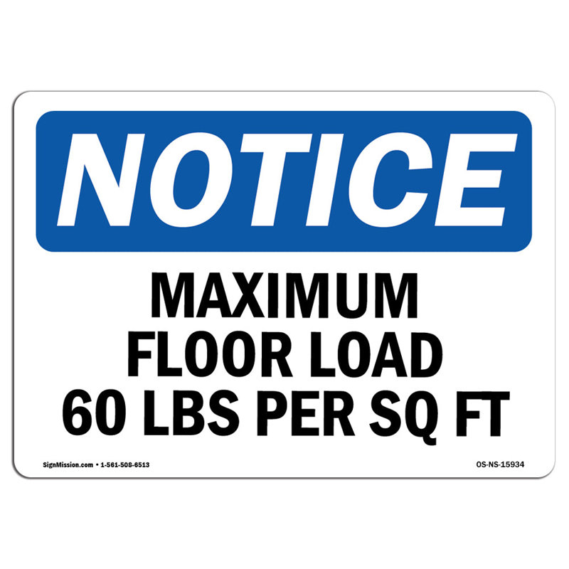 Enseigne de plancher maximale de 60 lb par pied carré