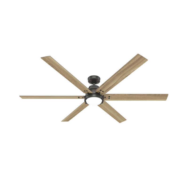 Gravity 6 - Blade Ceiling Fan with LED Light Kit and Handheld Remote and Wifi Smart Fan, Golden Maple, 72"