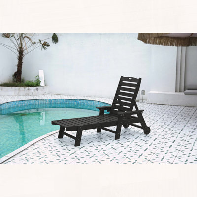 Oversized HDPE Chaise Lounge with 5-Position Recline, Wheels & Cup Holder