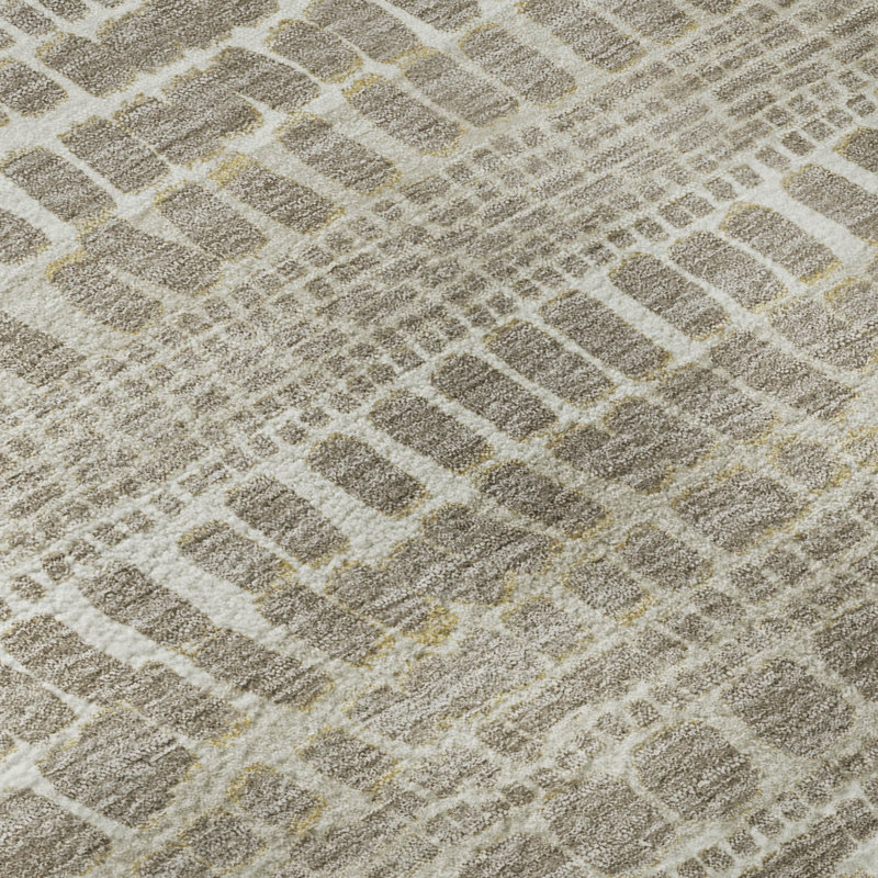 Tapis abstrait lavable à la machine Premium, Kaki, 3 pi x 5 pi