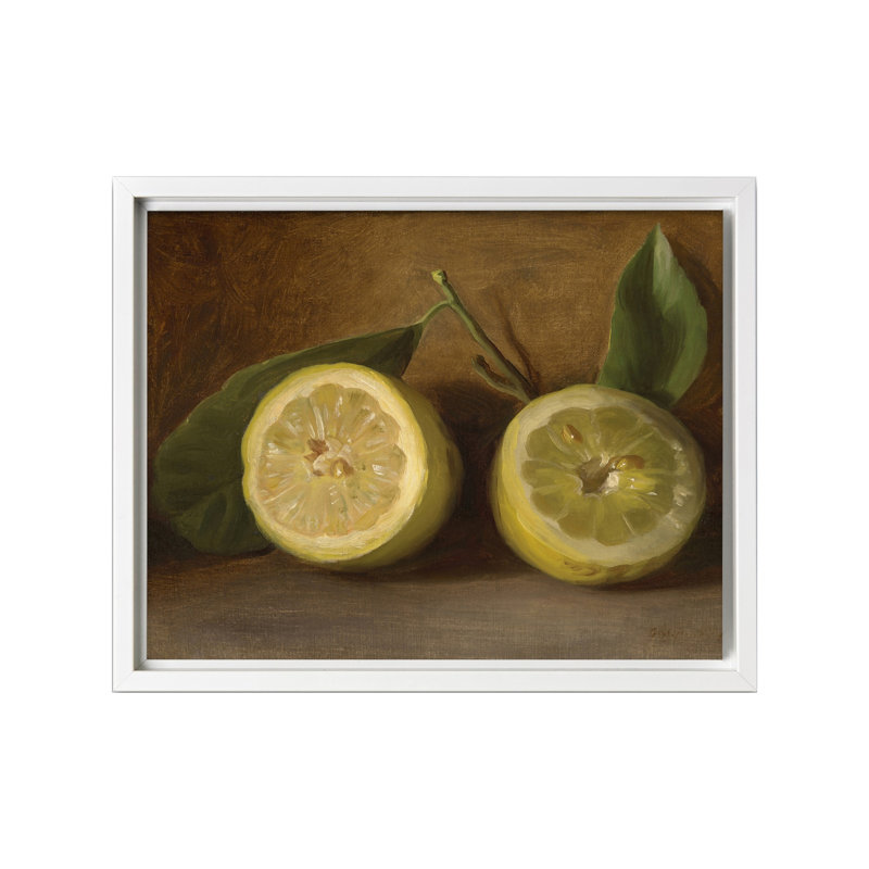 George Henry Hall - Citrons, Canvas, 24"H x 32"W, White Framed