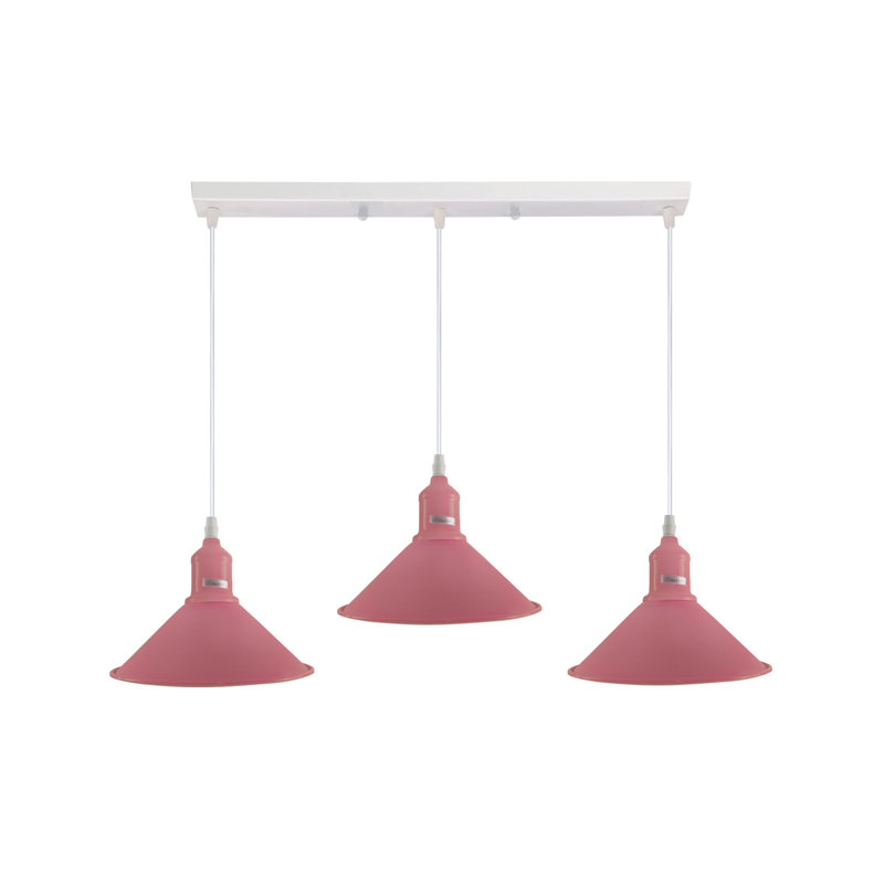 Dutcher 3 - Light Silver Kitchen Island Pendant, Pink, No