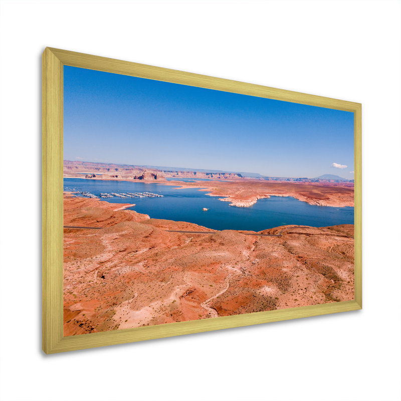Vue aérienne du lac Powell, H 30 po x l 40 po x P 1,5 po, Encadrement doré
