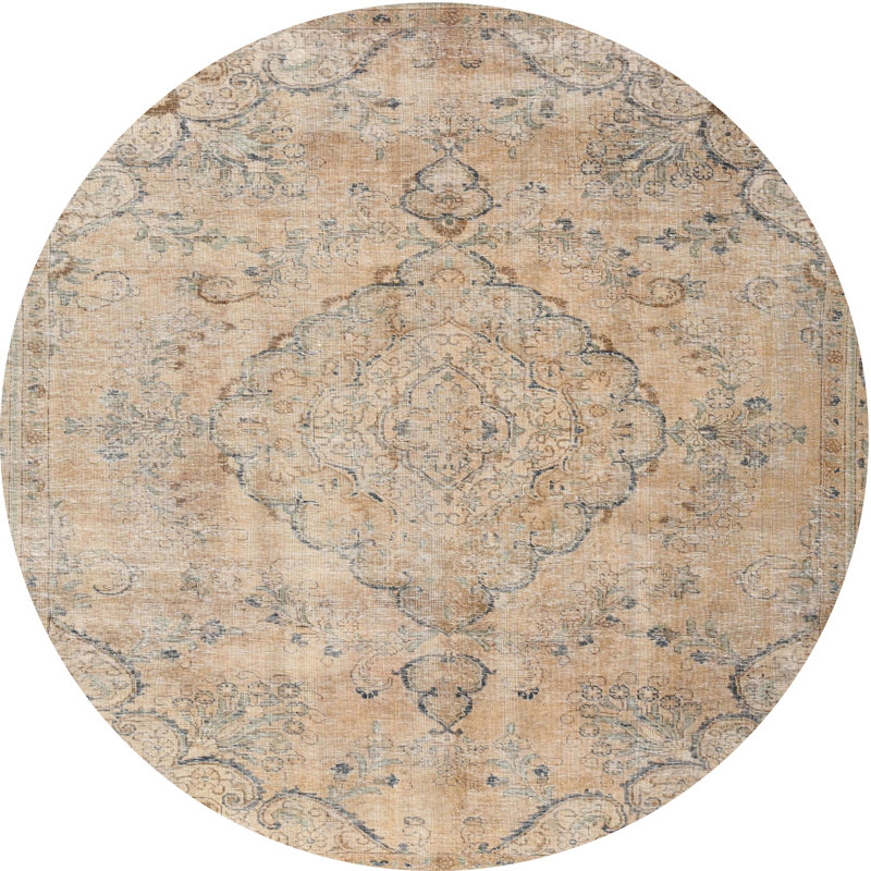Tapis 100% traditionnel lavable à la machine 3267, Rond 5 pi