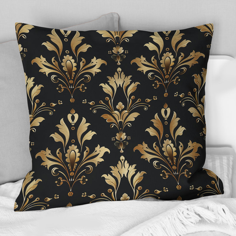 Damask Glam I - Glam Throw Pillow, 16"H x16"H