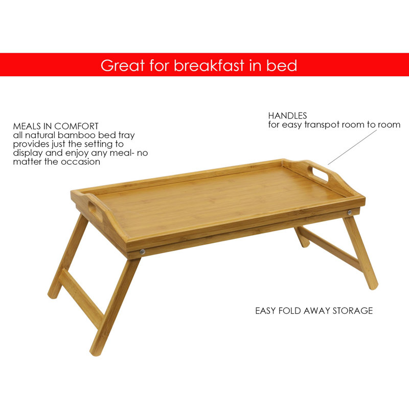 Brown Bamboo Rectangular Foldable Bed Tray