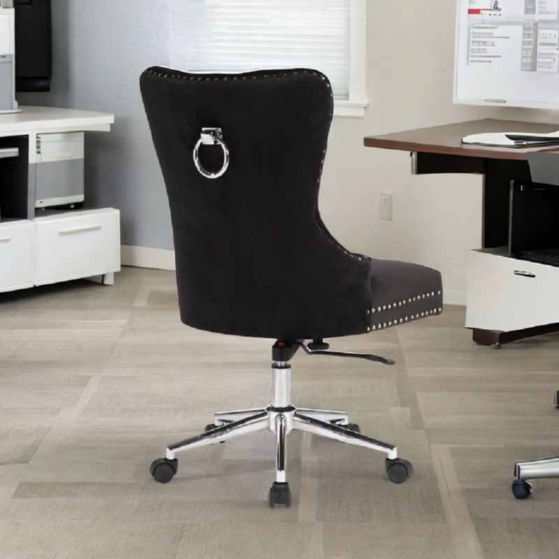 Engapnach Tuftet Velvet Office Chair, Black
