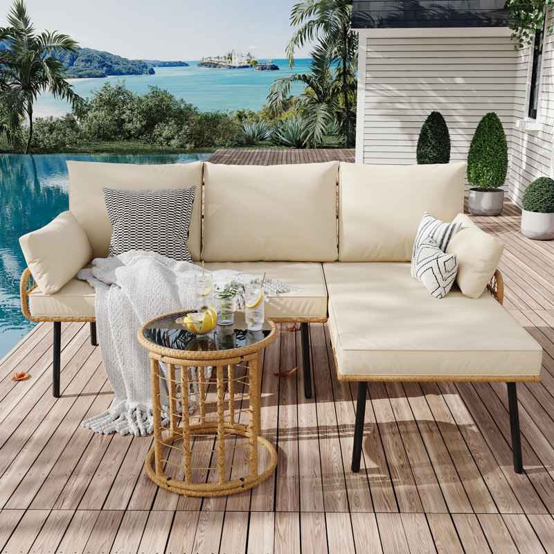 3 Pieces Outdoor Wicker Patio Conversation Bistro Set