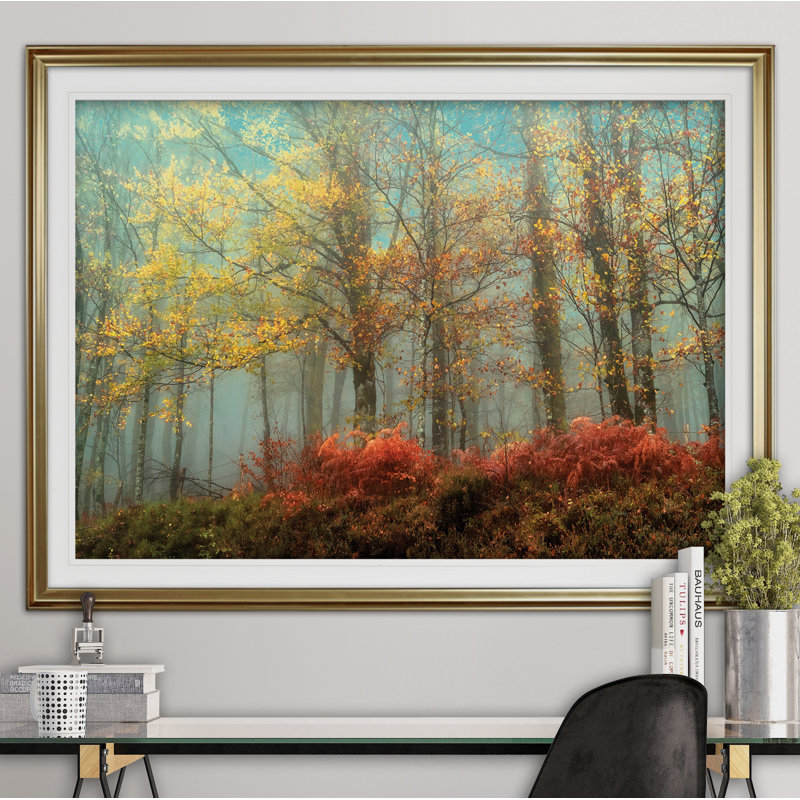«Beeches», reproduction de peinture acrylique encadrée, Or, H 28 po x l 38 po x P 1,5 po